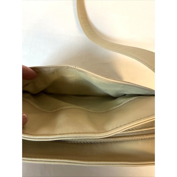 VTG Jacqueline Ferrar Leather Cream Beige Adj. Crossbody Purse Shoulder Pockets - Picture 8 of 14